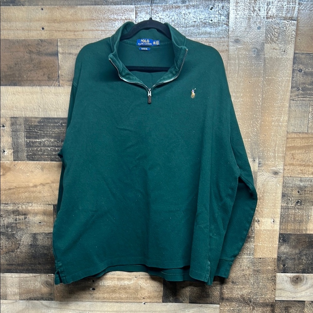 Polo Ralph Lauren Green Estate Rib‎ Long Sleeve Quarter-Zip Pullover Men's XXL